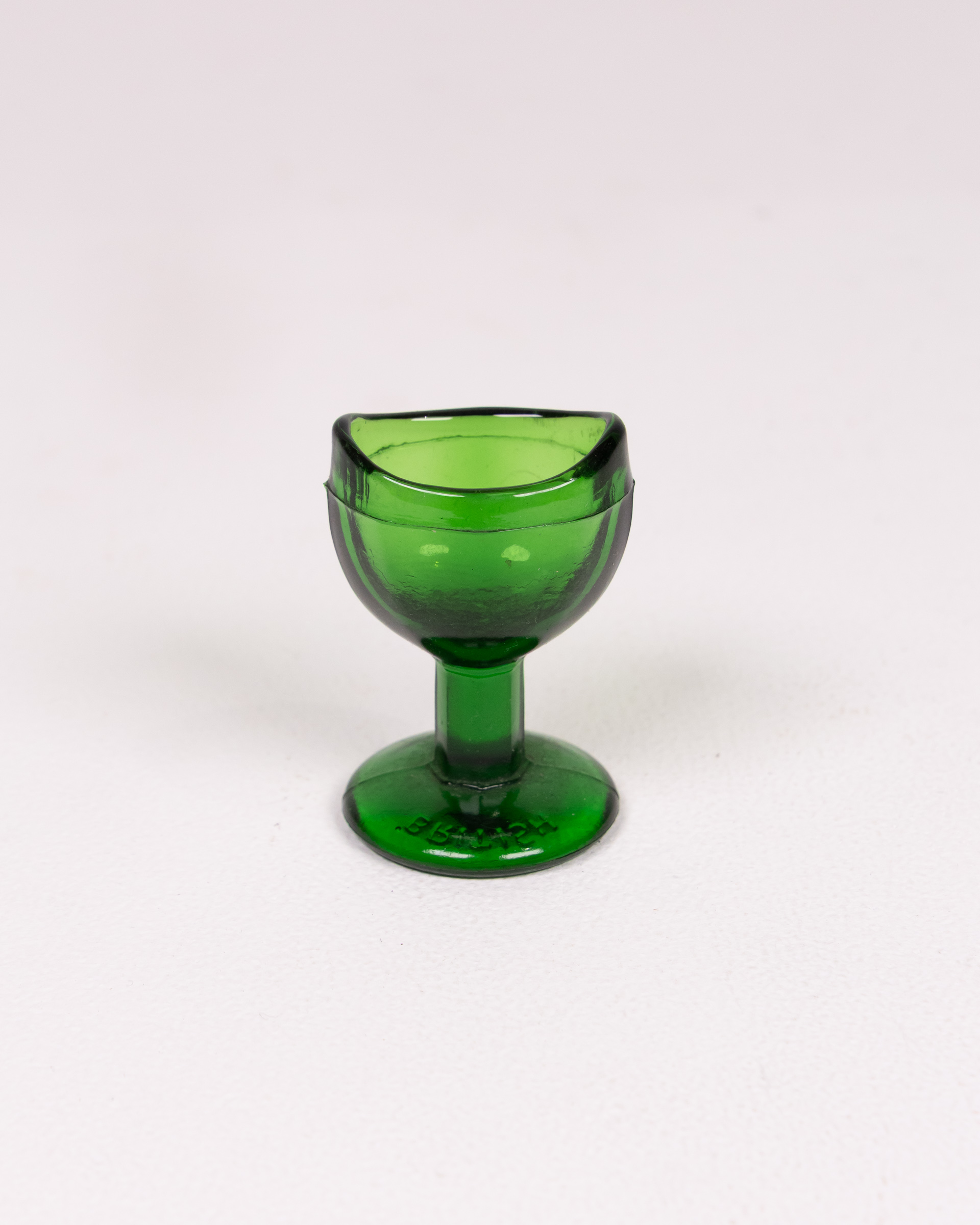 Vintage Green Glass Eye Bath with Stem