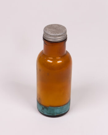 Vintage Amber Glass Sulfadiazine Bottle with Label