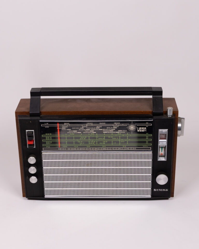 Vintage Russian Selena Radio with Wooden Case and Metal Grill
