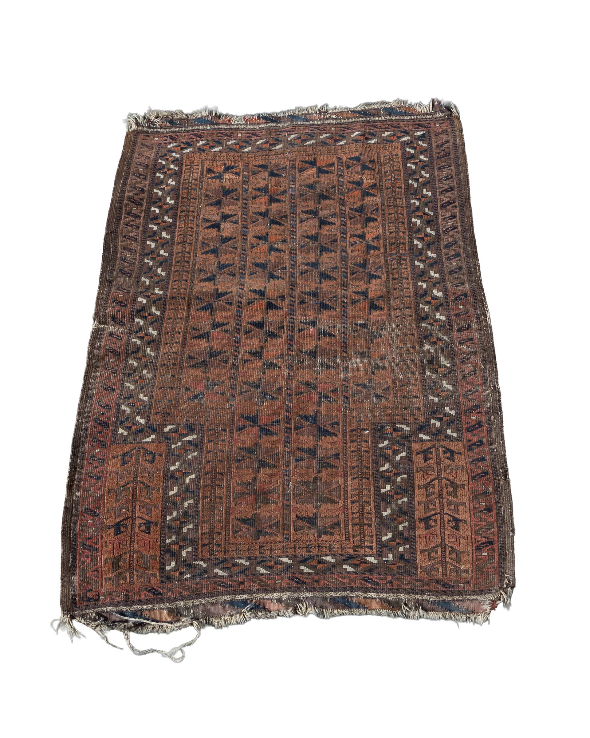Vintage Oriental Patterned Rug with Fringed Edges