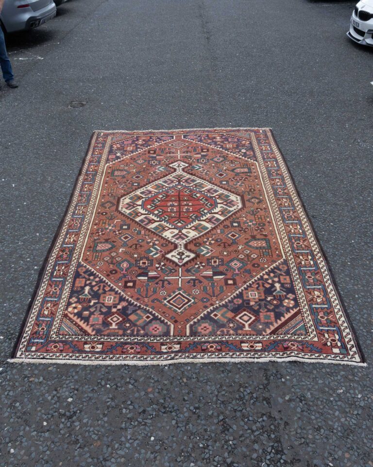 Vintage Brown Patterned Rug with Geometric Design JR15