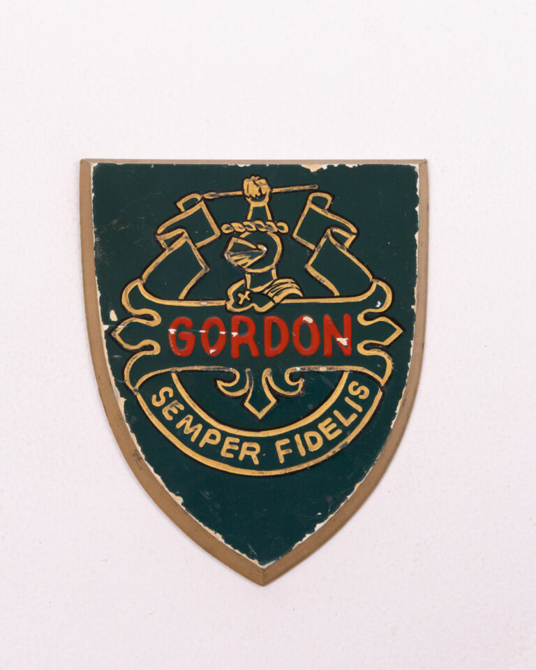 Vintage Gordon School Wooden Shield Badge with Crest