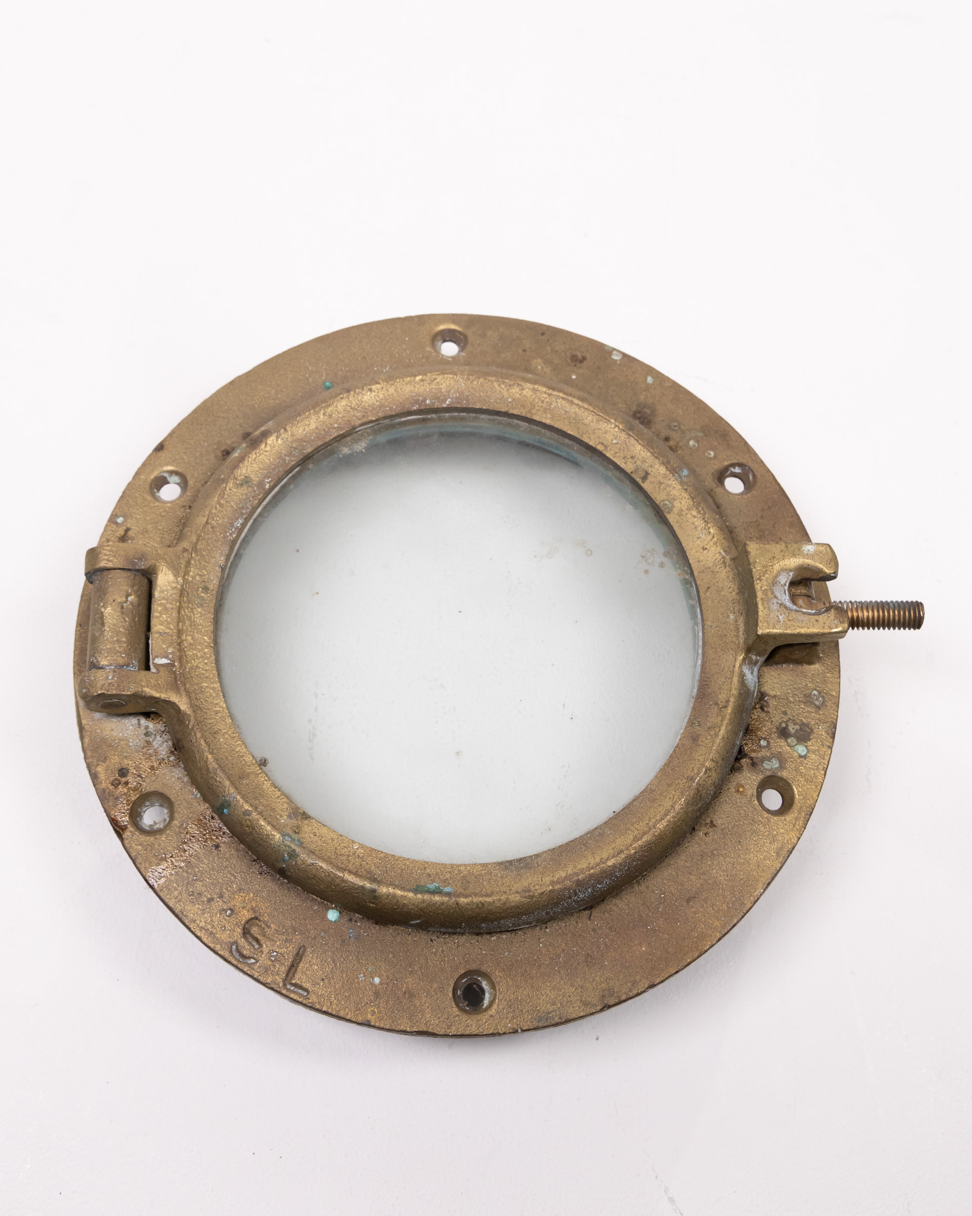 Vintage Brass Maritime Porthole with S.L Marking