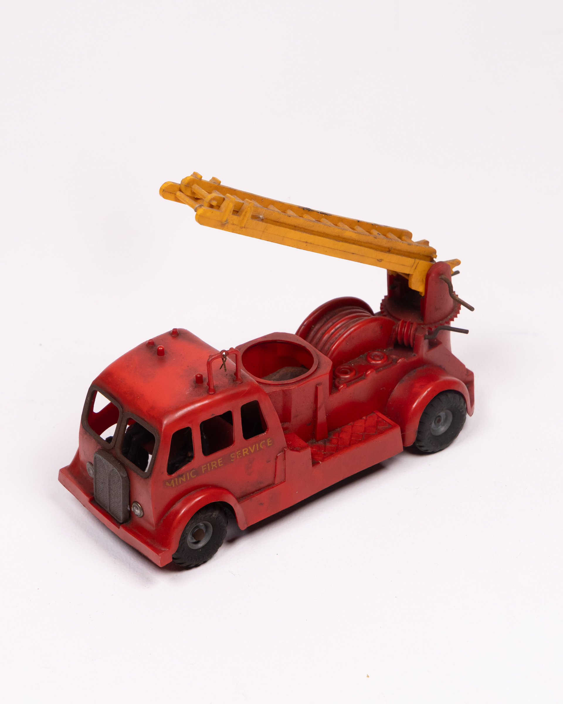 Vintage Minic Fire Service Metal Ladder Truck with Ladder