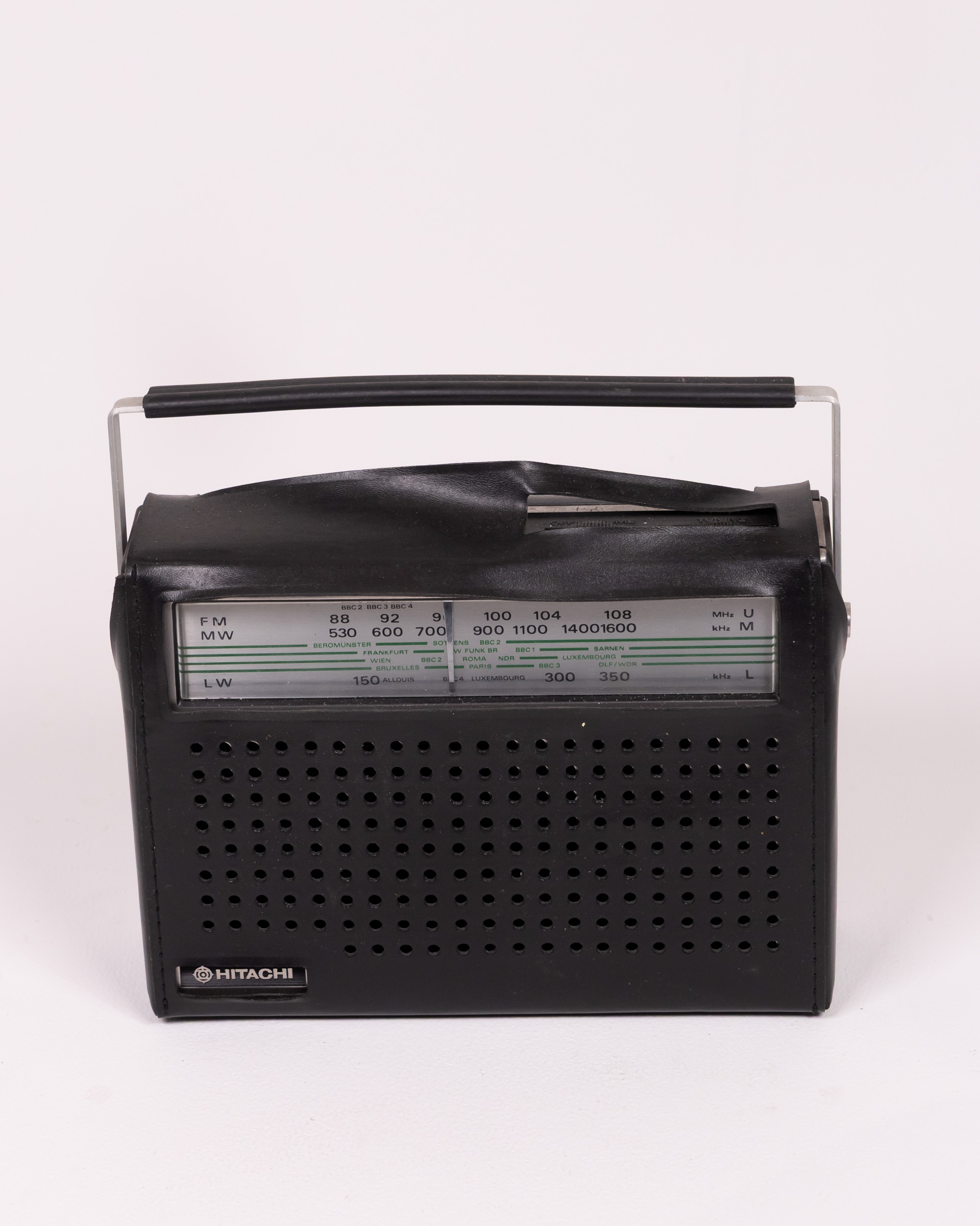 Vintage Hitachi Radio with Silver Metal Handle