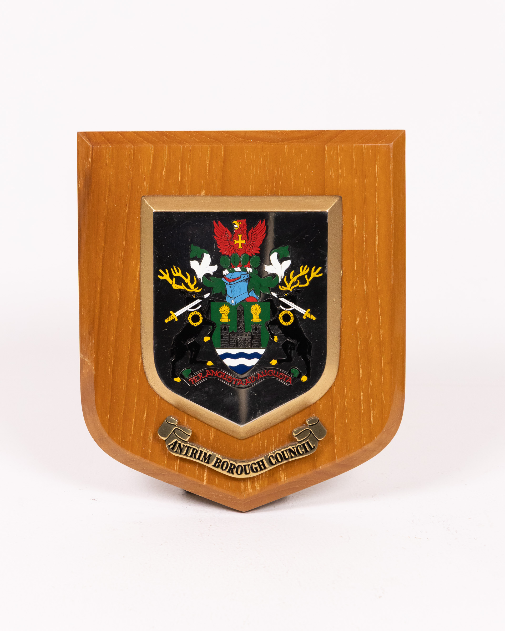 Antrim Borough Council Wooden Plaque with Coat of Arms