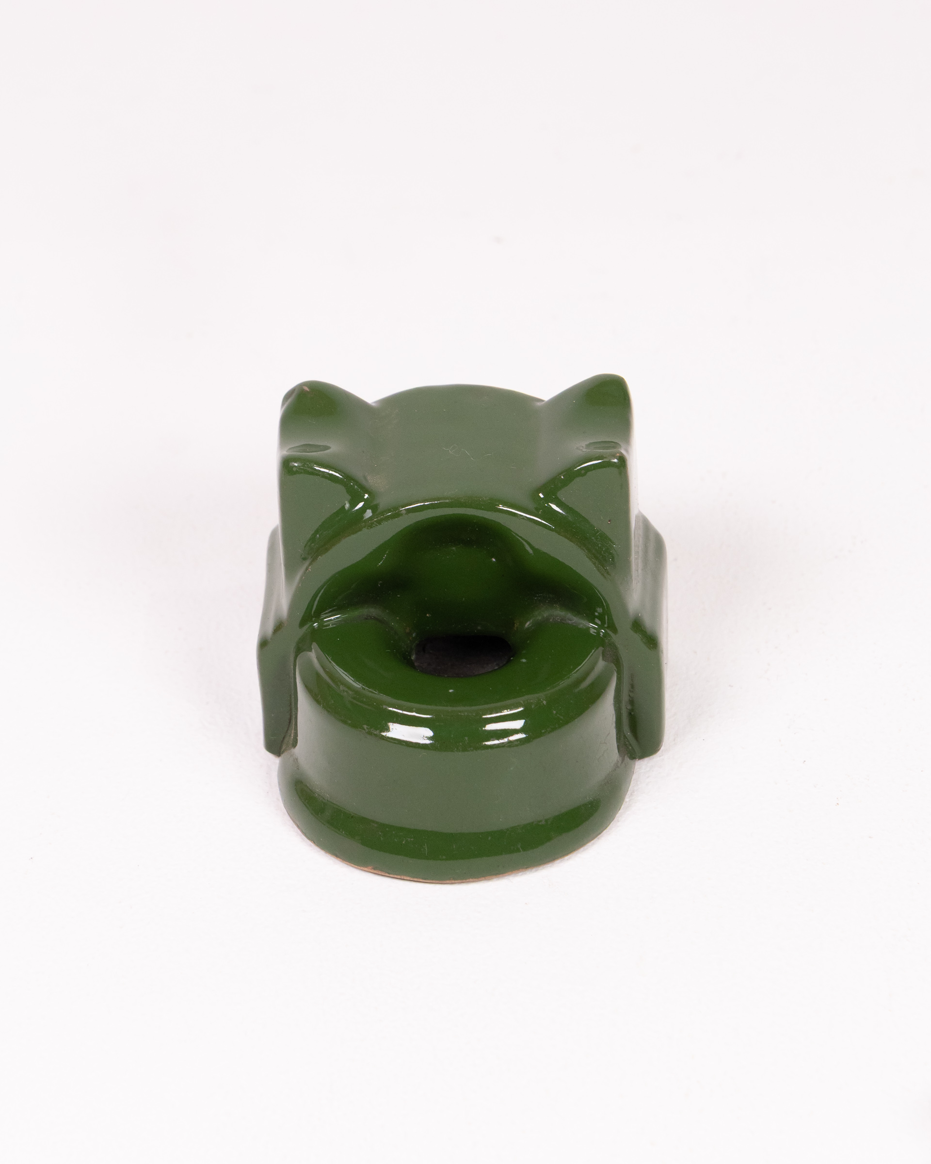 Vintage Green Ceramic Match Holder with Striker