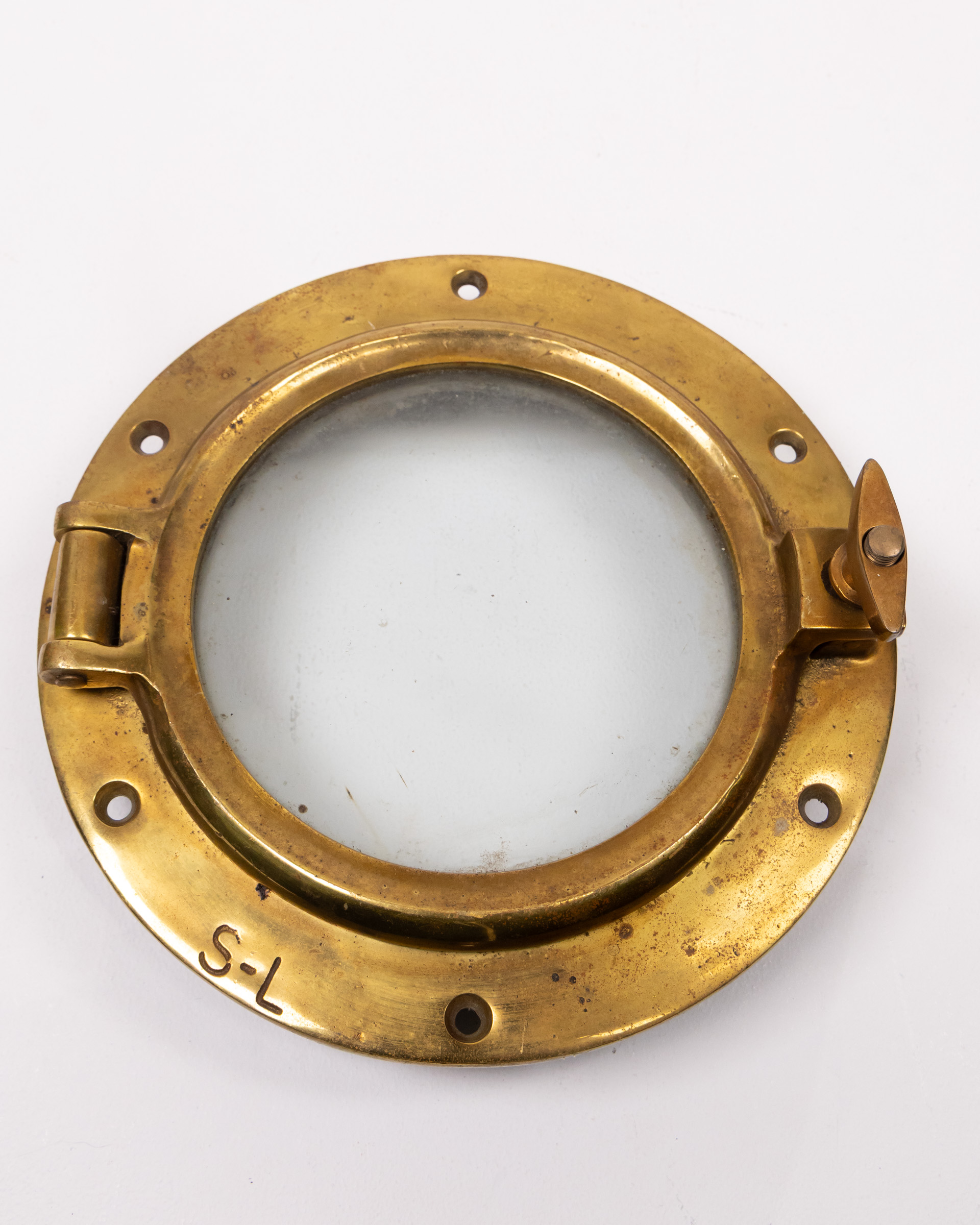 Vintage Brass Porthole Window with Locking Mechanism