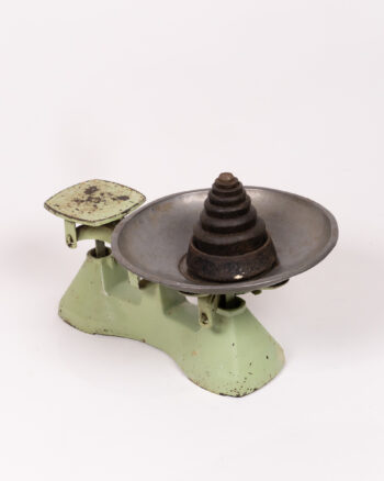 Vintage Lincoln Green Kitchen Scales with Weights