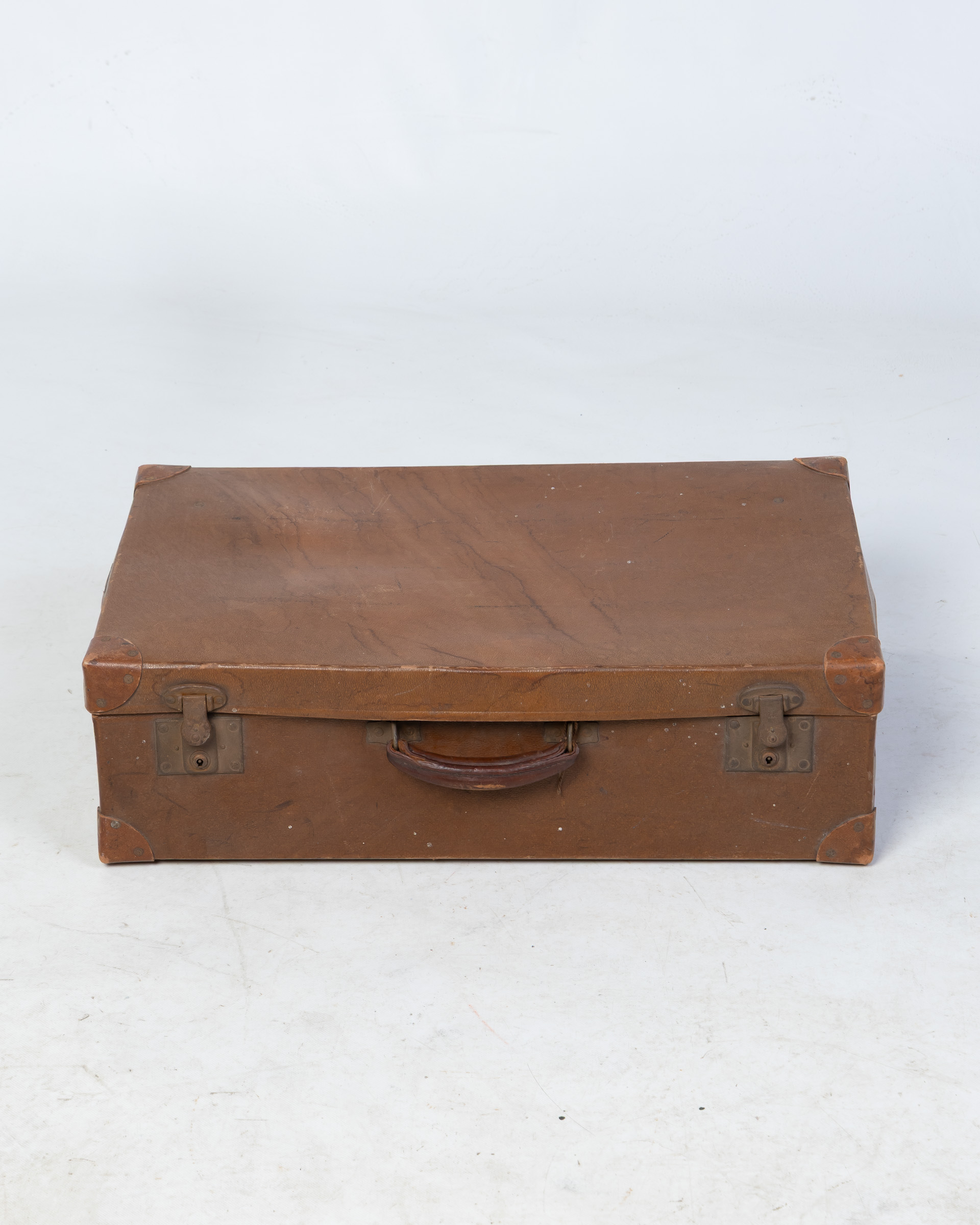 Vintage Leather Suitcase with Metal Hardware