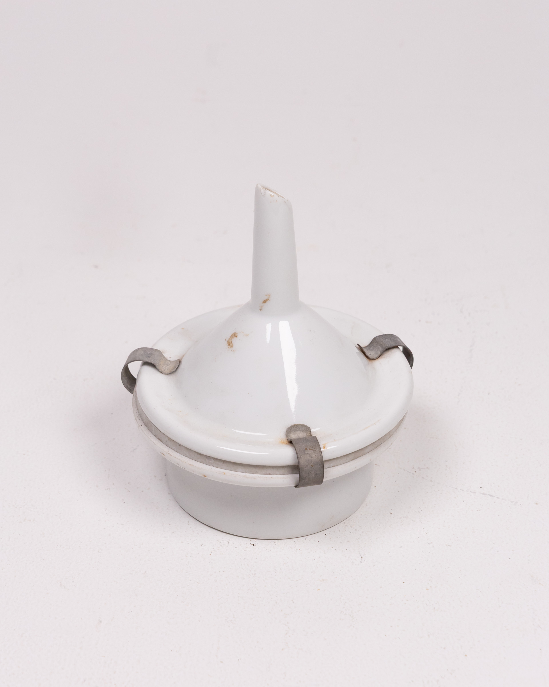 Royal Worcester White Ceramic Funnel with Metal Clamps
