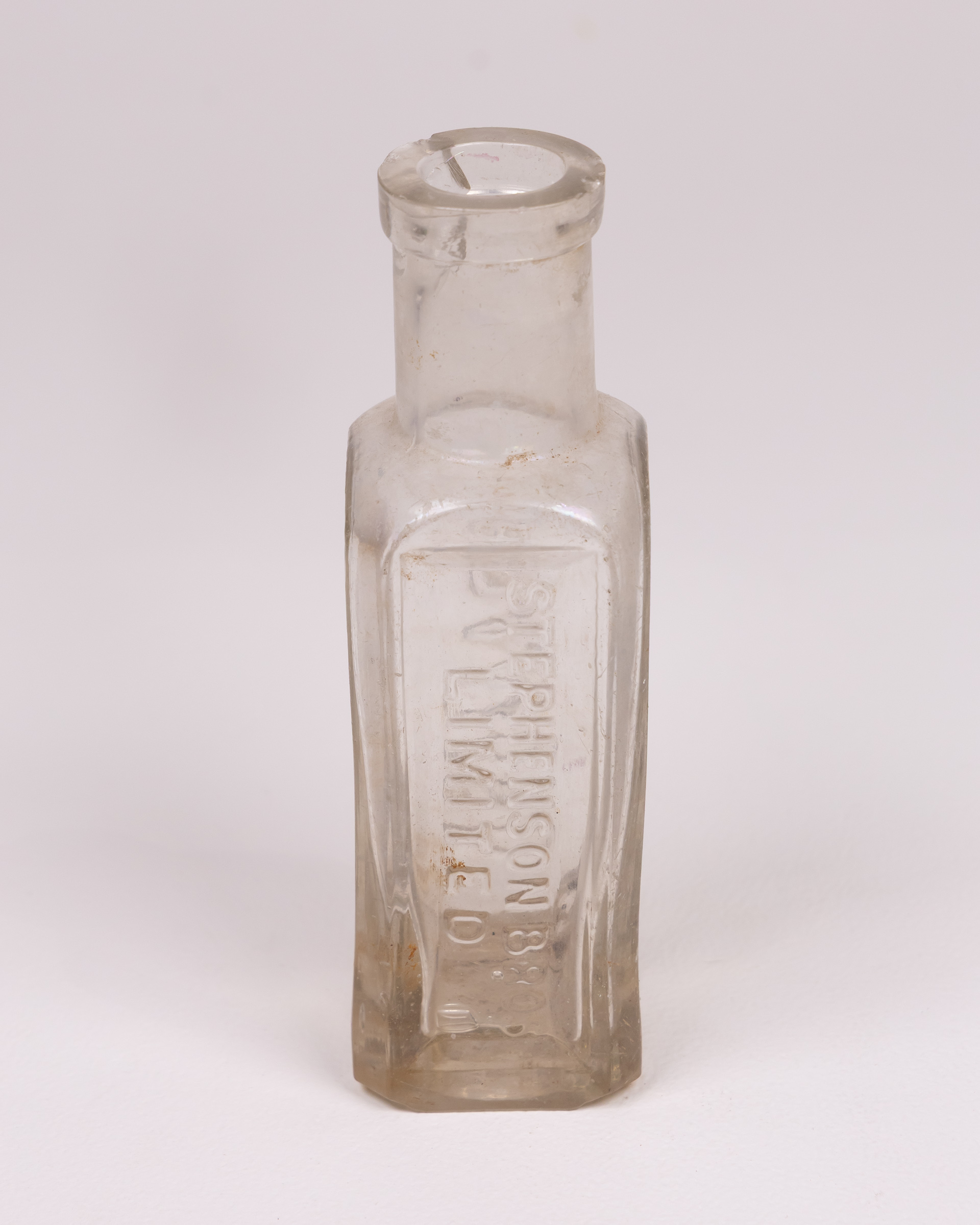 Vintage Stephenson Bros Glass Bottle with Embossed Lettering