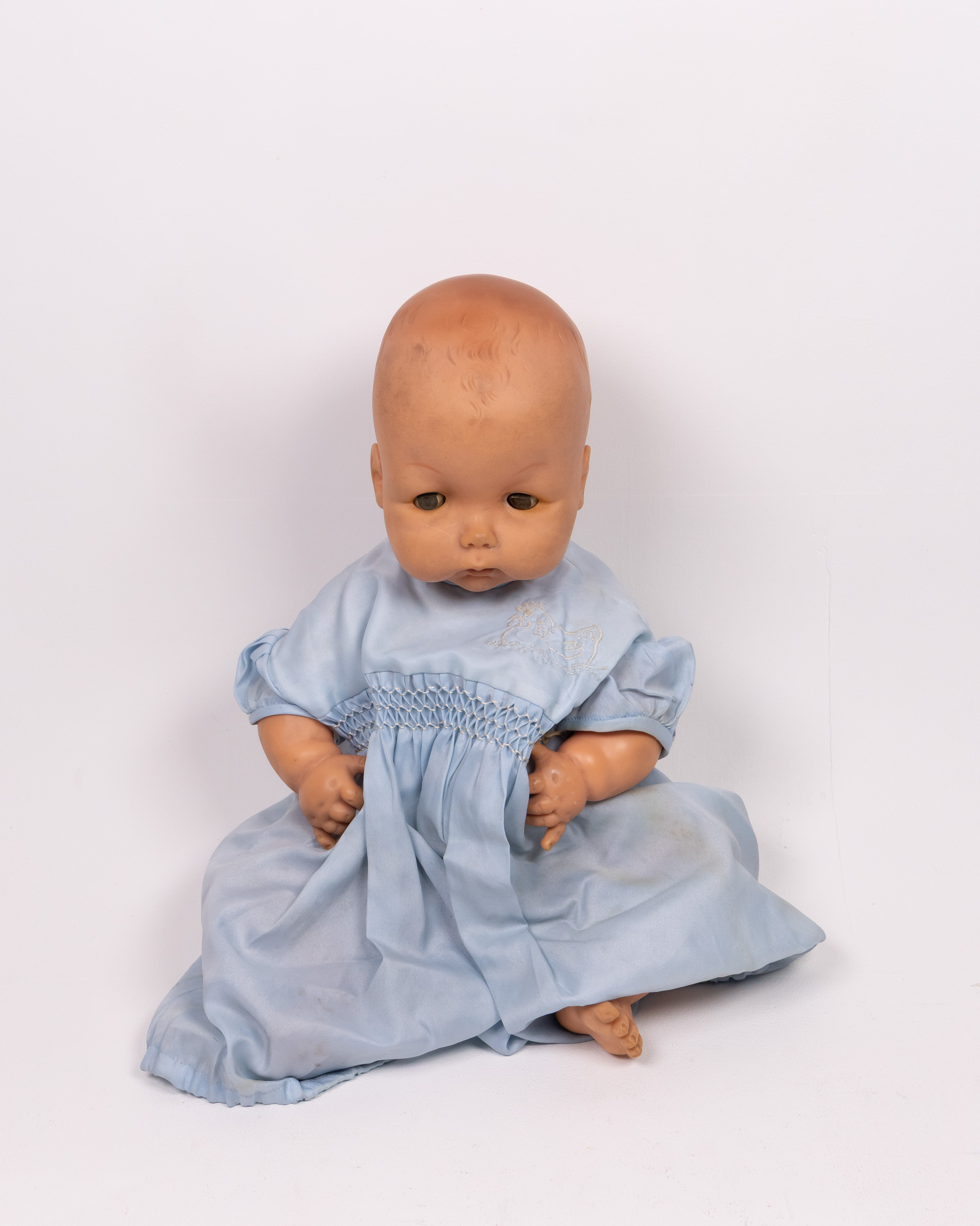 Vintage Roddy Plastic Doll with Blue Dress