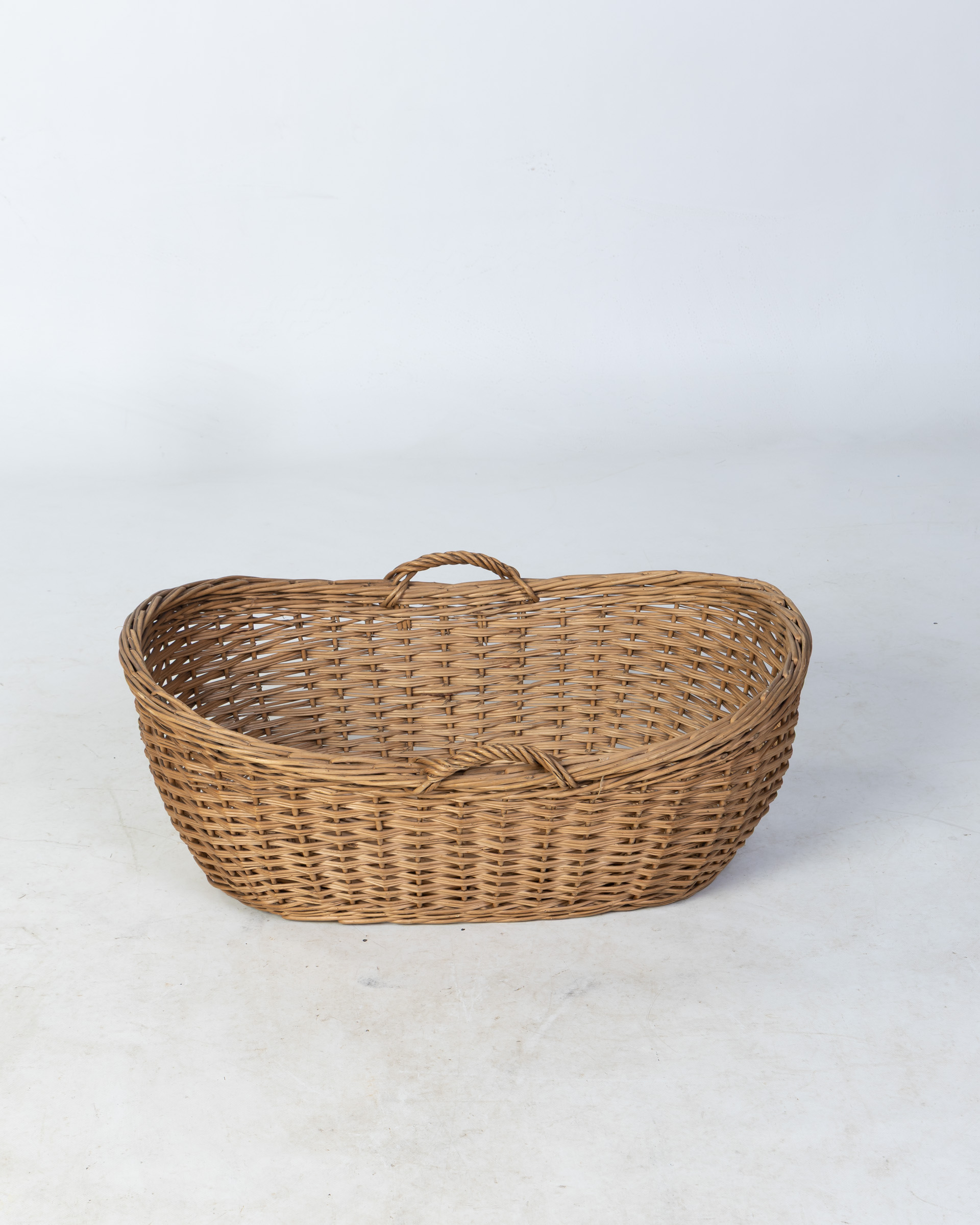 Woven Wicker Baby Crib with Handles