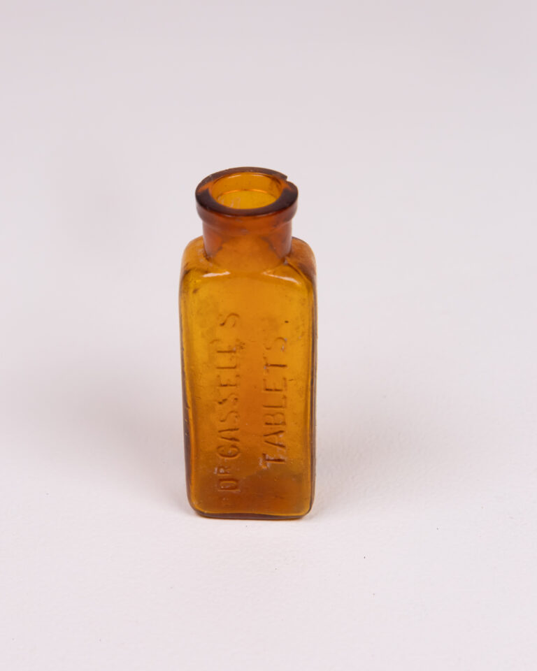 Vintage Dr Cassell's Tablets Glass Bottle with Embossed Text