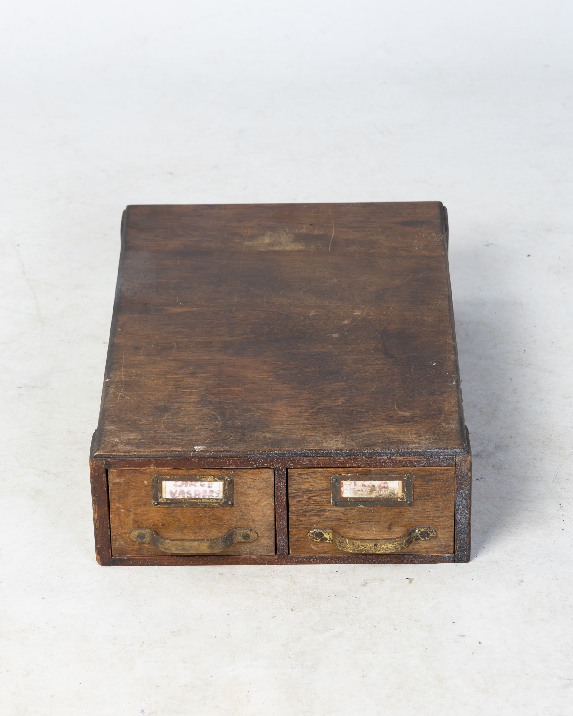 Vintage Wooden Parts Drawer Unit with Brass Handles