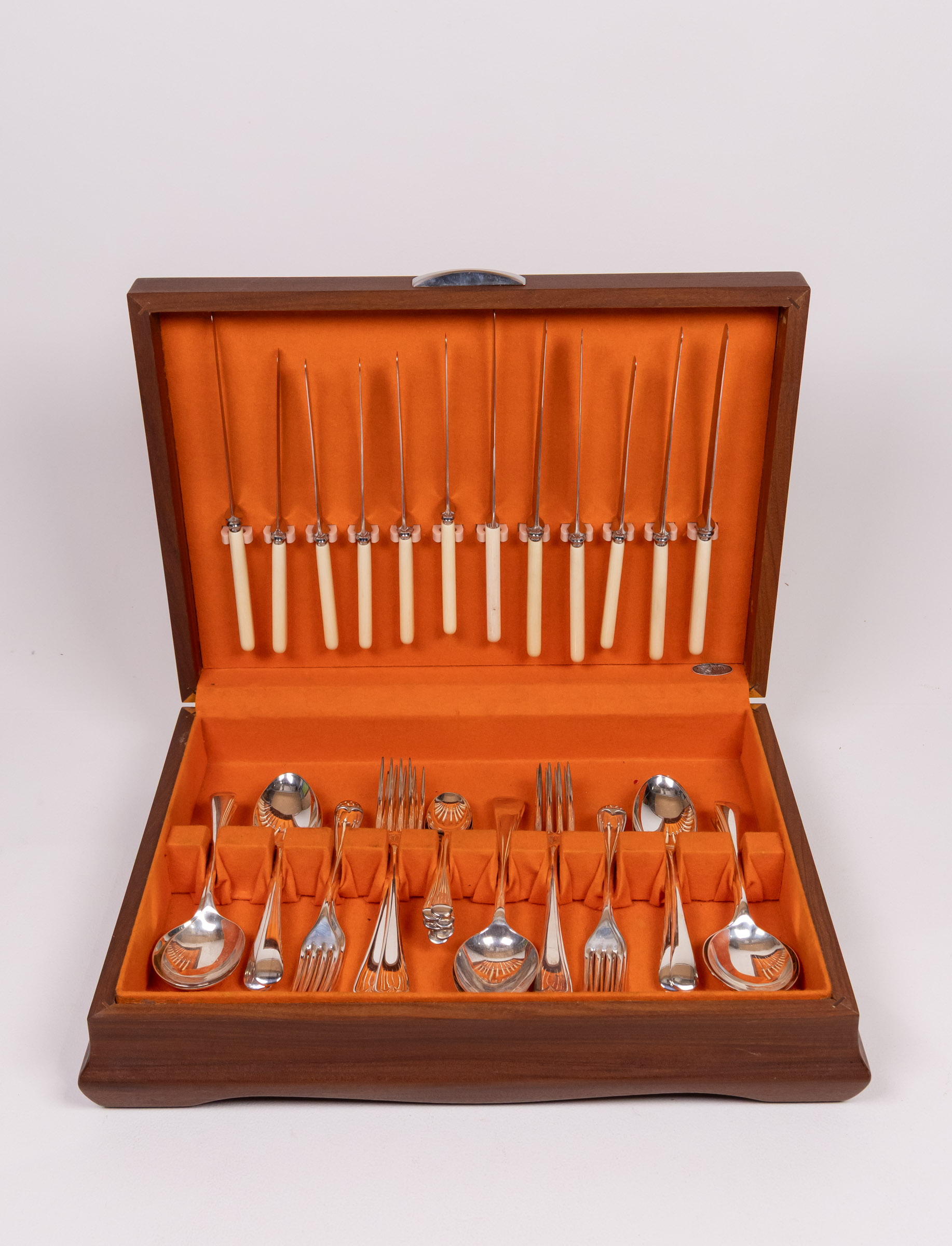 Vintage Silver Plated Cutlery Set in Wooden Box