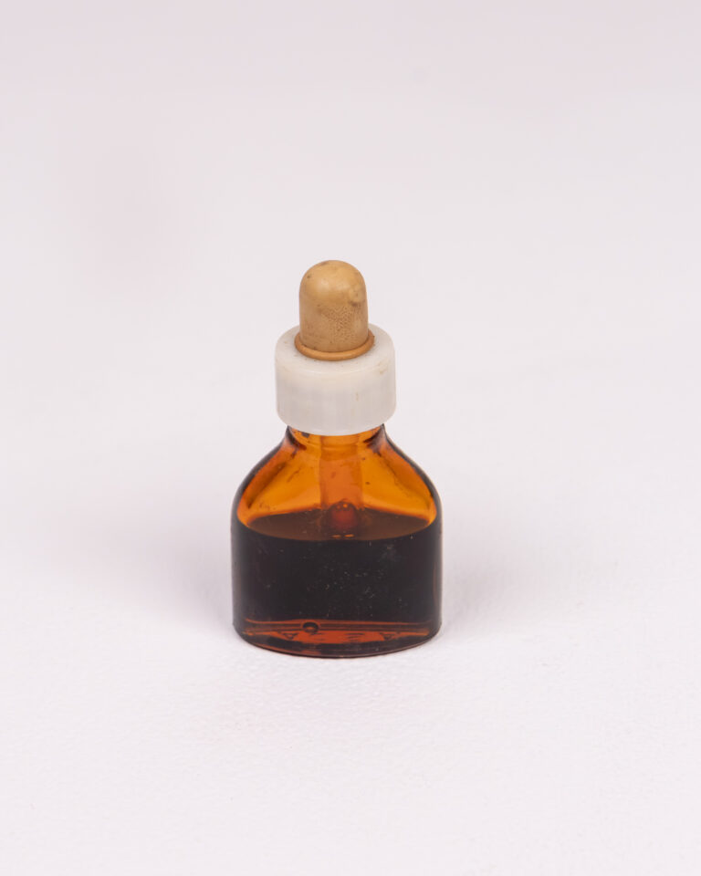 Vintage Amber Glass Dropper Bottle with Wood Top