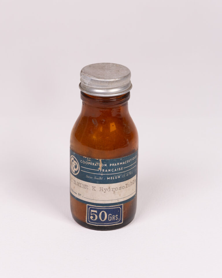 Vintage Brown Glass Pharmaceutical Bottle with Label