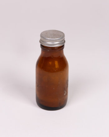 Vintage Brown Glass Pharmaceutical Bottle with Label