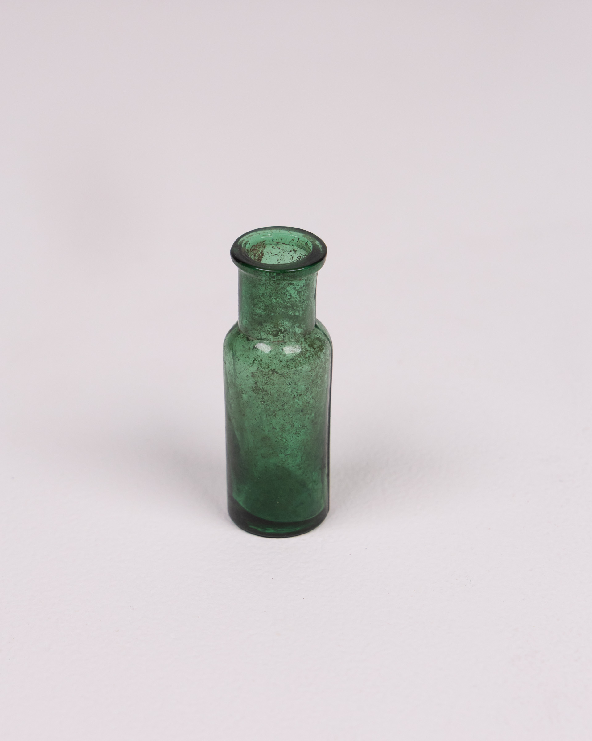 Vintage Green Glass Bottle with Narrow Neck