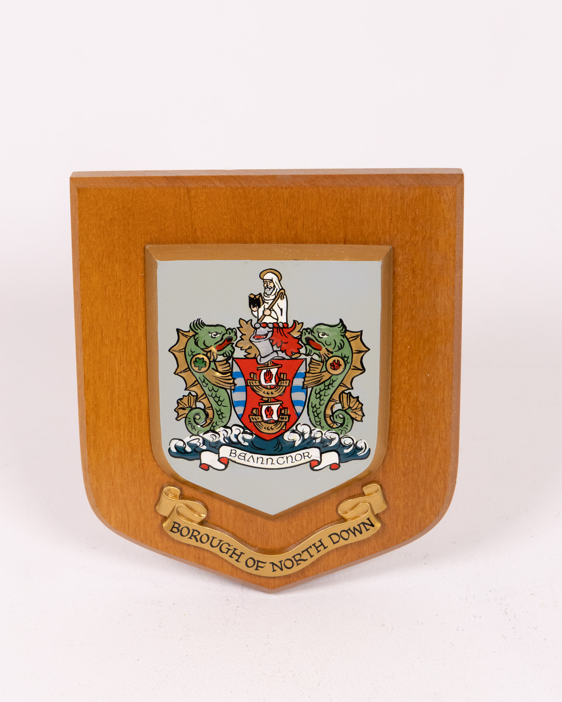 Wooden Borough of North Down Coat of Arms Plaque