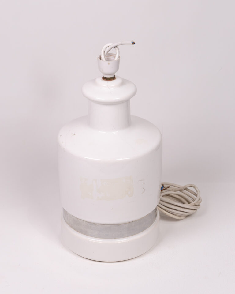 White Ceramic Table Lamp with Silver Accent
