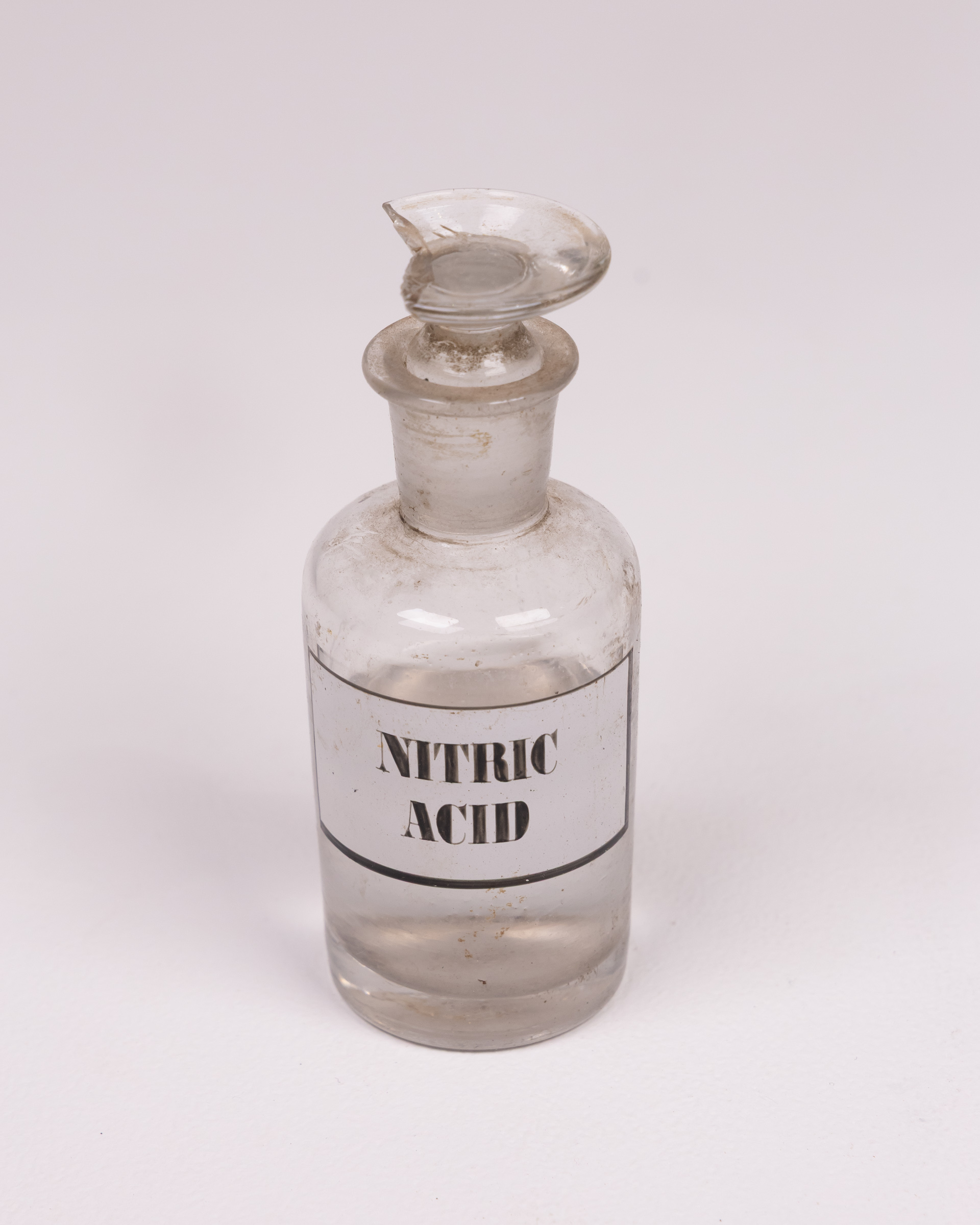 Vintage Glass Nitric Acid Bottle with Stopper