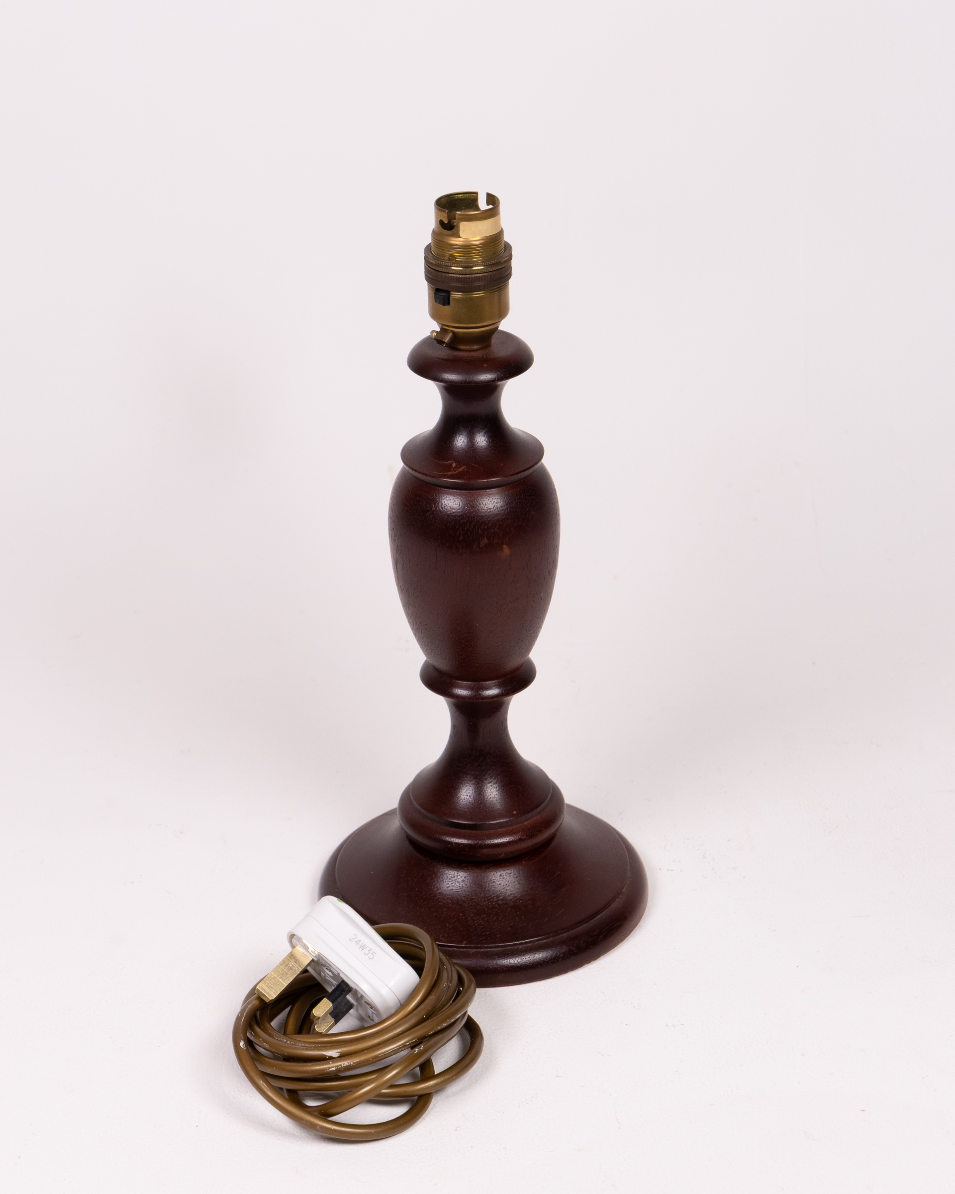 Brown Wood Table Lamp Base with Brass Fitting