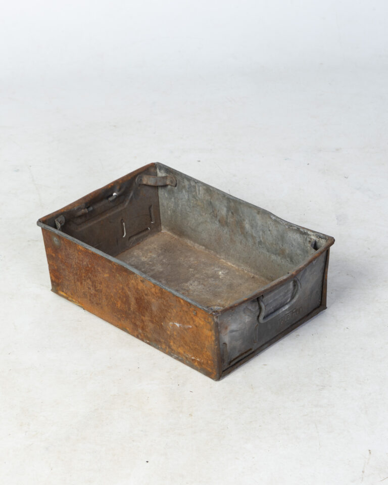 Vintage Metal Tote Pan Storage Box with Handles