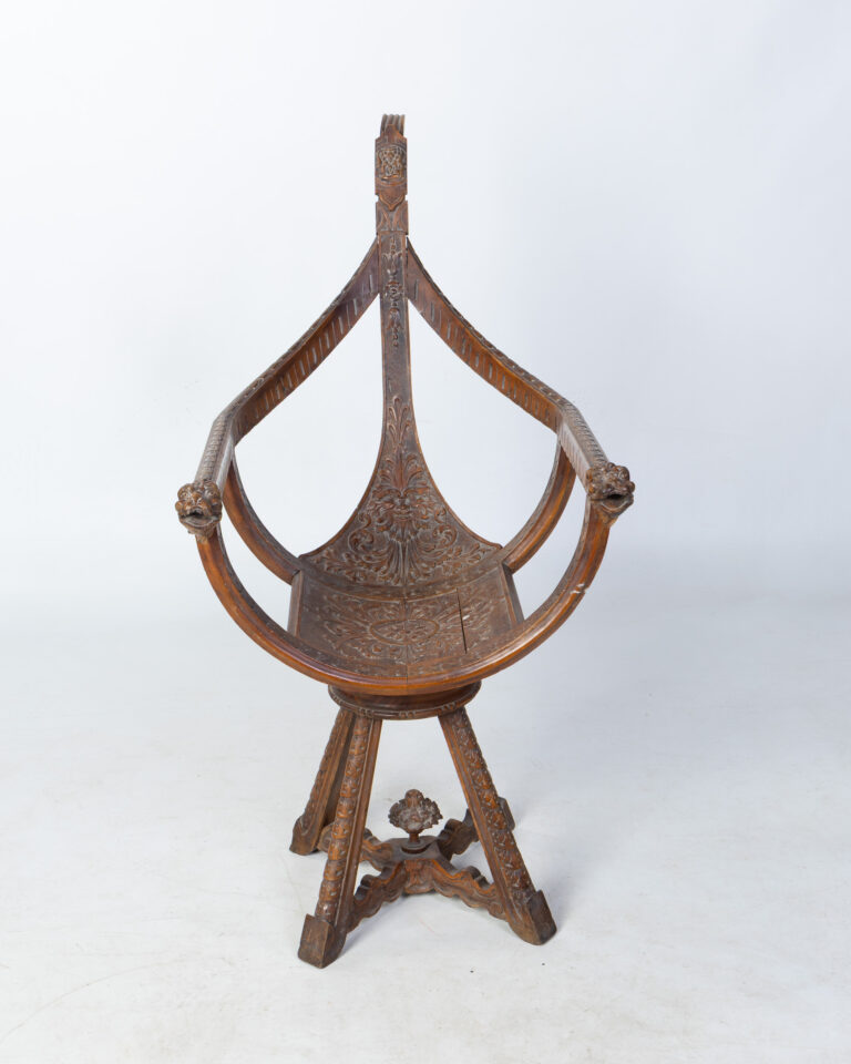 Antique Venetian Gondola Chair with Lion Armrests