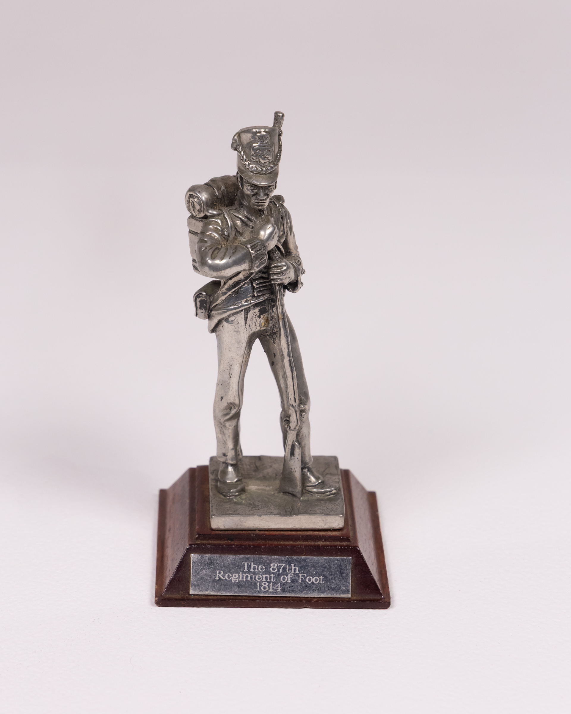 Metal 87th Regiment of Foot Figurine on Wood Base
