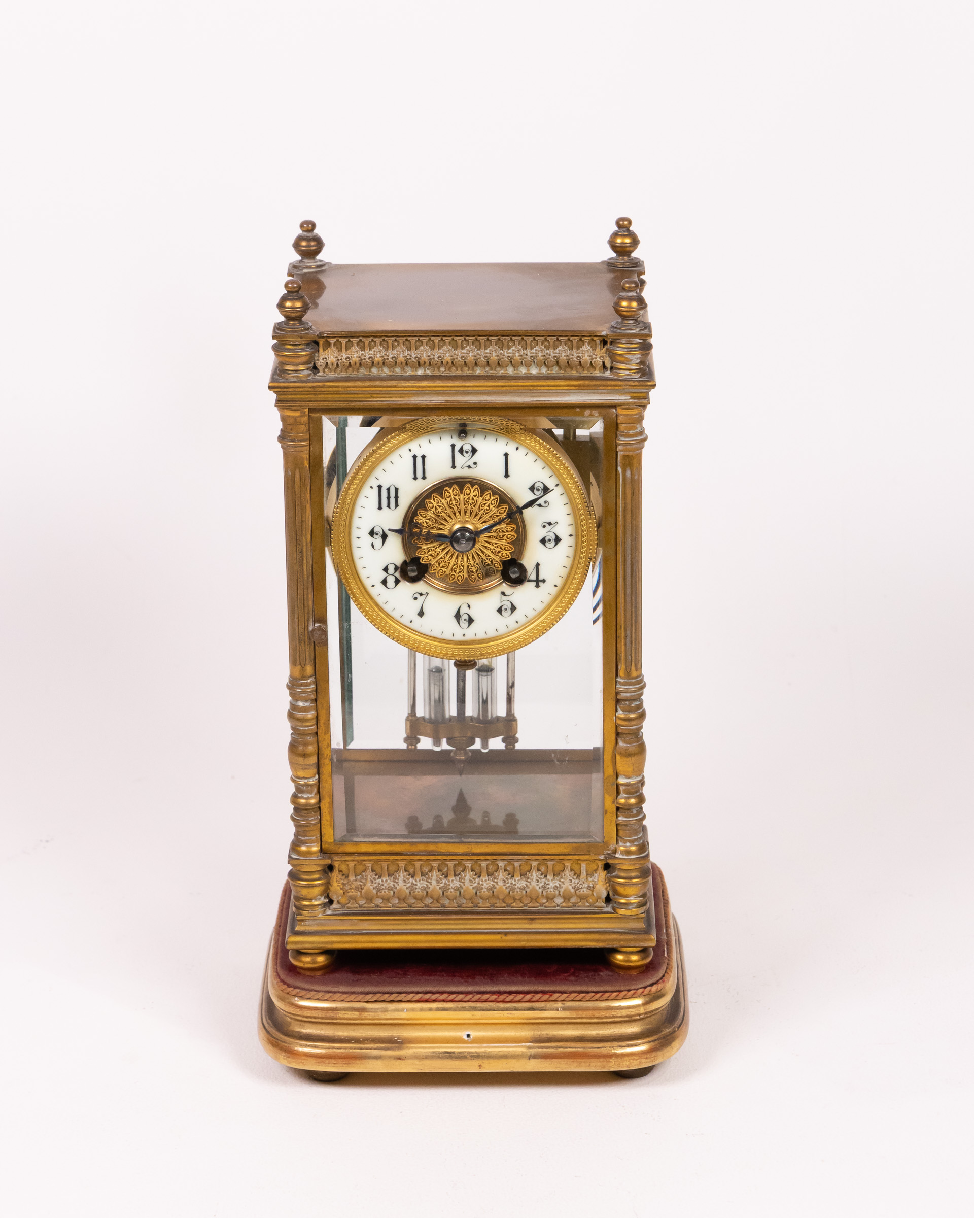 Antique C1880 French Ormolu Mantel Clock with Glass Case