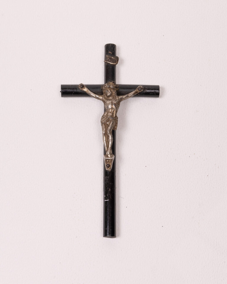 Vintage Wooden Crucifix with Silver Figure