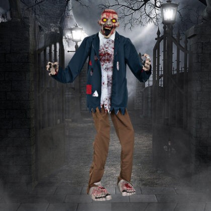 Zombie Halloween Prop with Light-Up Eyes and Sound