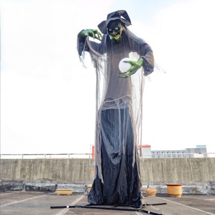 Giant Animated Halloween Witch Prop with Crystal Ball