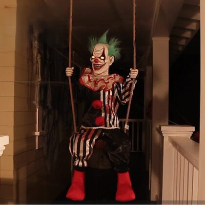 Swinging Clown with Light and Sound Animatronic Prop