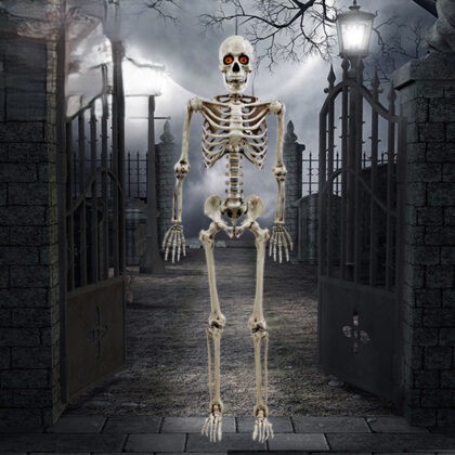 Tall Halloween Poseable Skeleton with Light Up Eyes