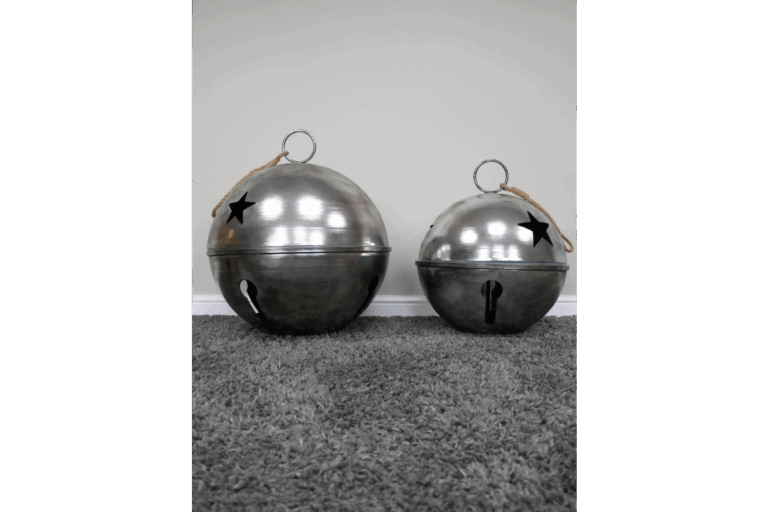Metal Jingle Bell Ornaments with Star Cutouts
