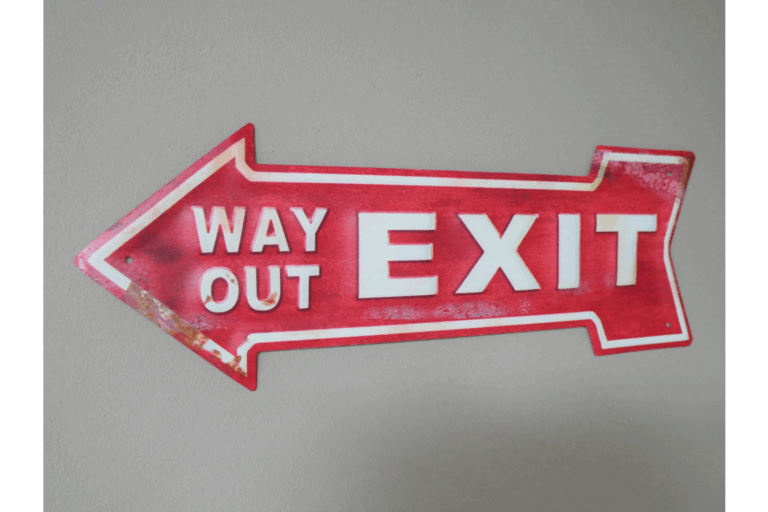 Metal 'Way Out' Exit Sign with Red Finish
