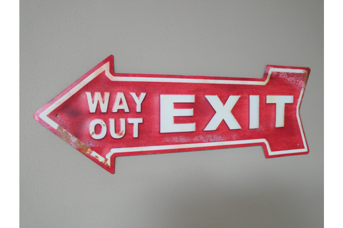 Metal ‘Way Out’ Exit Sign with Red Finish