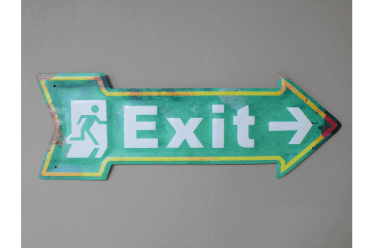 Vintage Style Green Enamel Exit Sign with Arrow