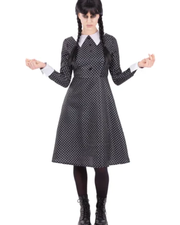 Gothic School Girl Costume Spotted Dress