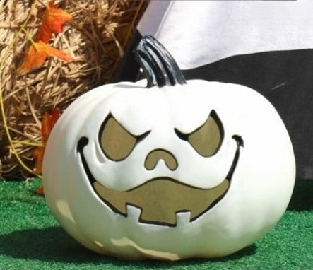 Creepy Halloween White Pumpkin with LED Light