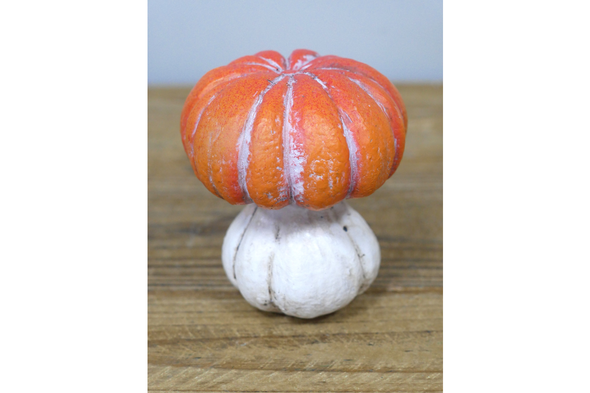 Orange and White Plastic Pumpkin Halloween Decor
