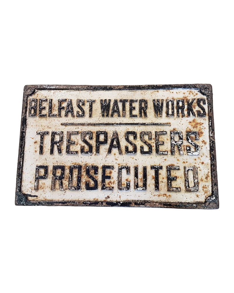 Belfast water works cast iron sign