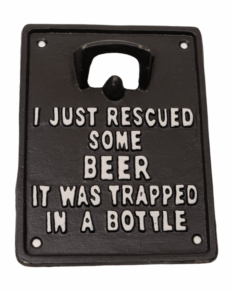 'Trapped Beer' Cast Iron Bottle Opener Sign