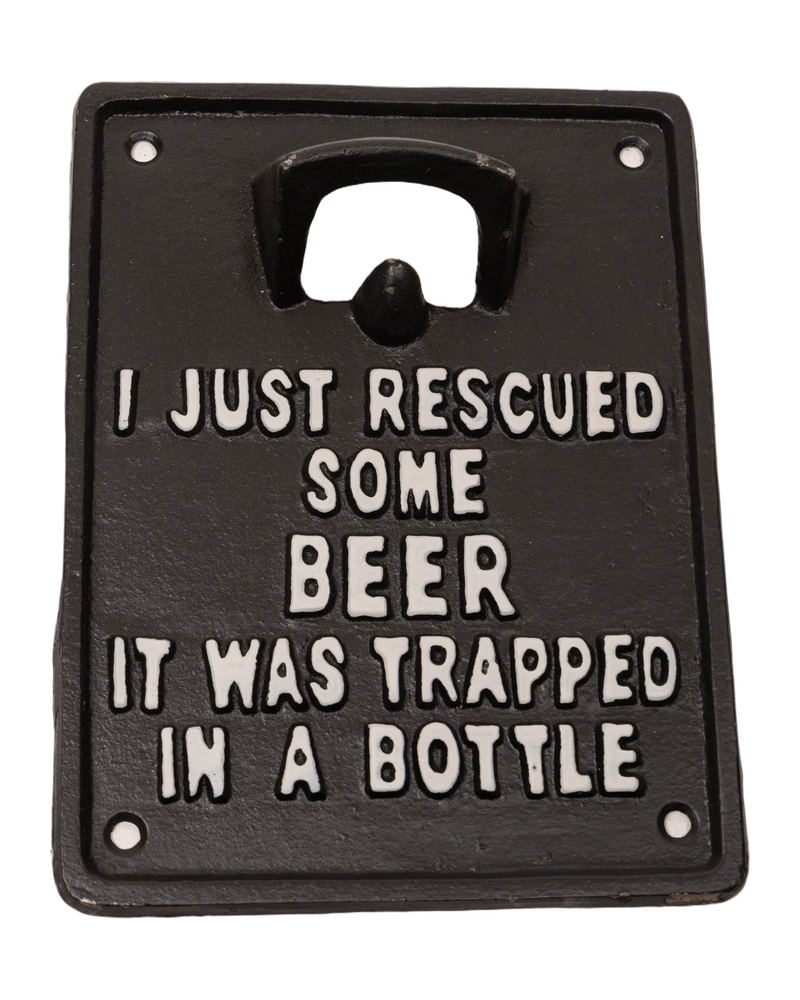 ‘Trapped Beer’ Cast Iron Bottle Opener Sign