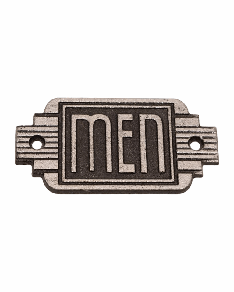 Cast Iron Art Deco Mens Sign