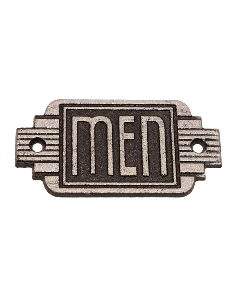 Cast Iron Art Deco Mens Sign